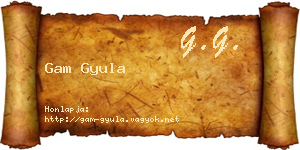 Gam Gyula névjegykártya